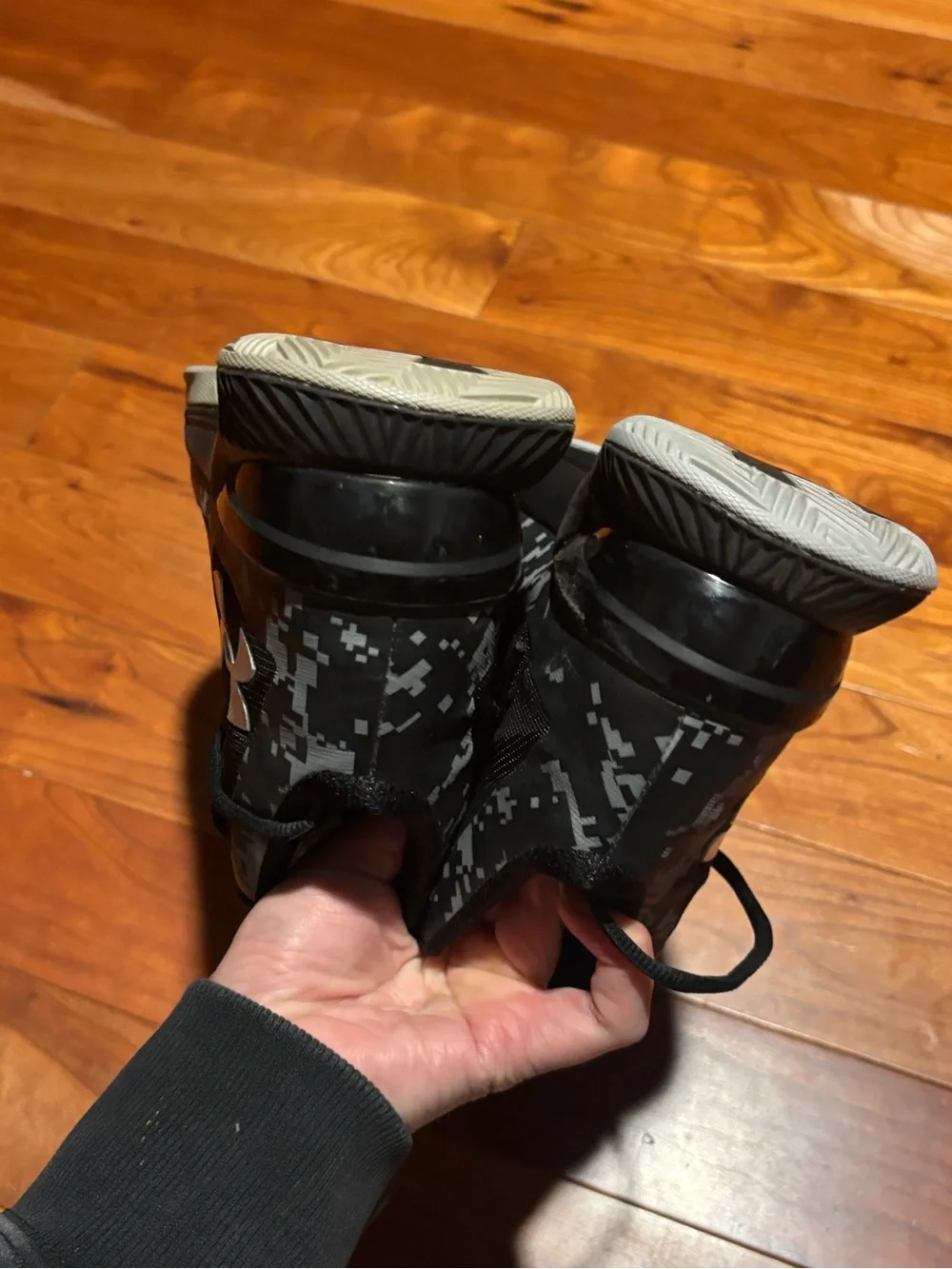 Under Armour Black and Gray Digital Camo High-Top Basketball Shoes